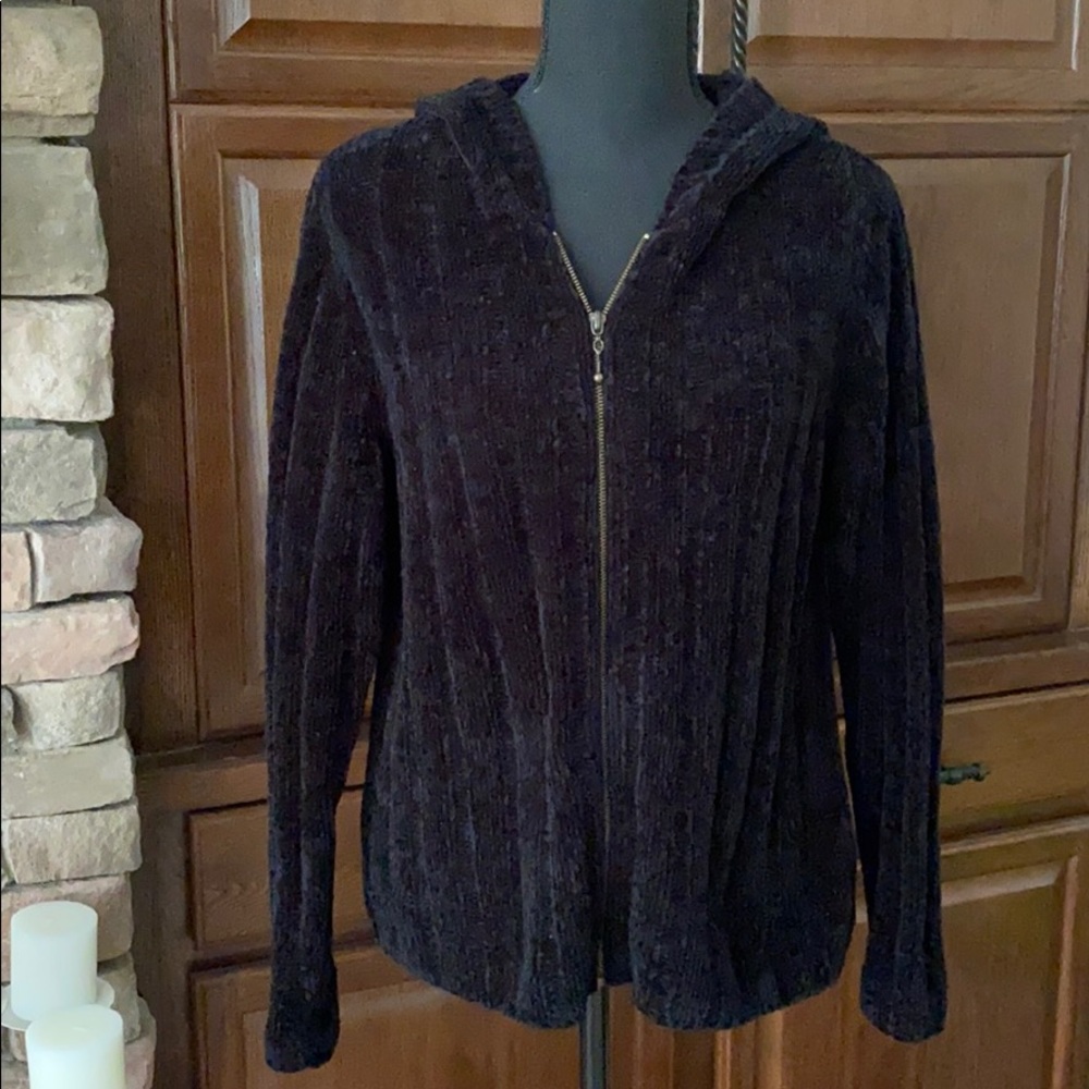 All Points Chenille Zip Up Sweater With Hood